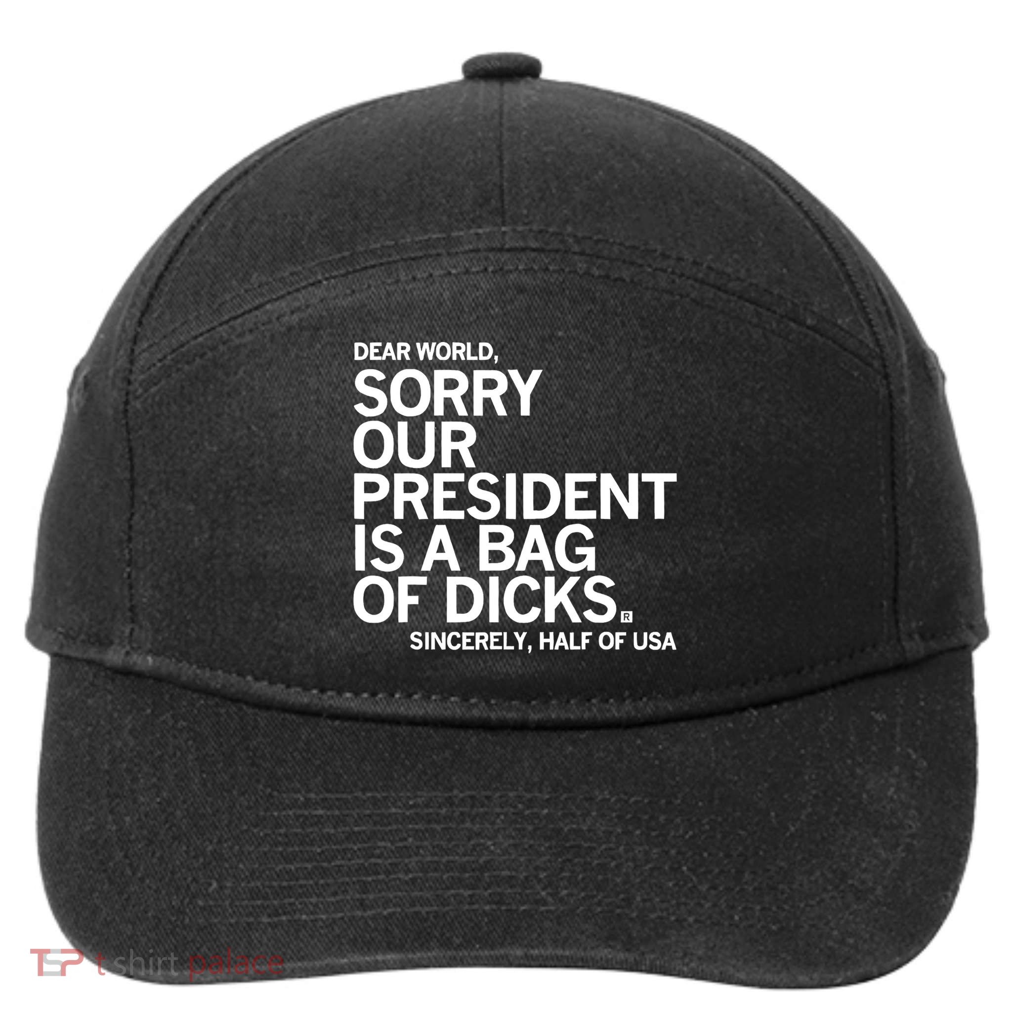 Dear World Sorry Our President Is A Bag Of Dicks Sincerely 7-Panel Snapback Hat