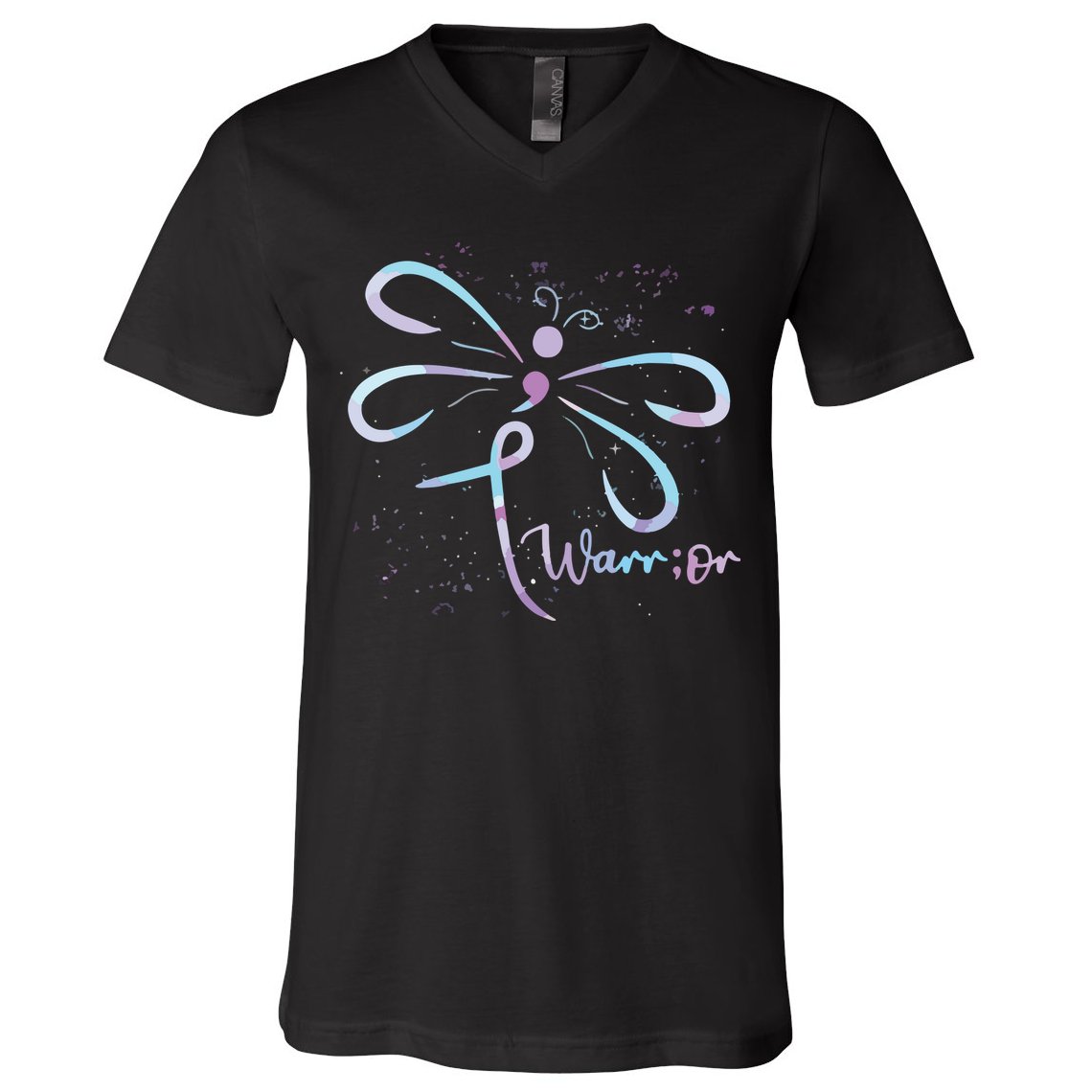 Dragonfly Warrior Semicolon Suicide Prevention Awareness V-Neck T-Shirt