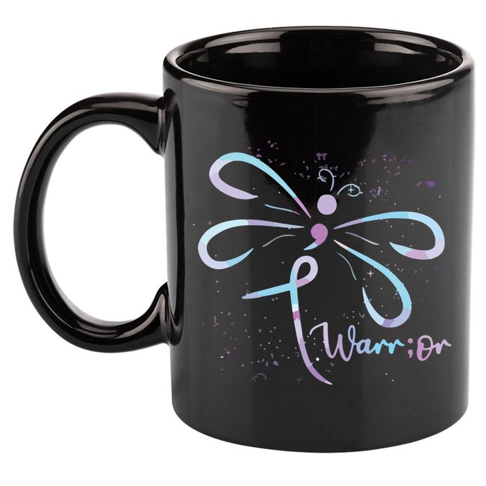 Dragonfly Warrior Semicolon Suicide Prevention Awareness 11oz C Handle Ceramic Mug