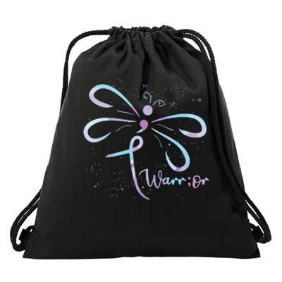 Dragonfly Warrior Semicolon Suicide Prevention Awareness Drawstring Bag