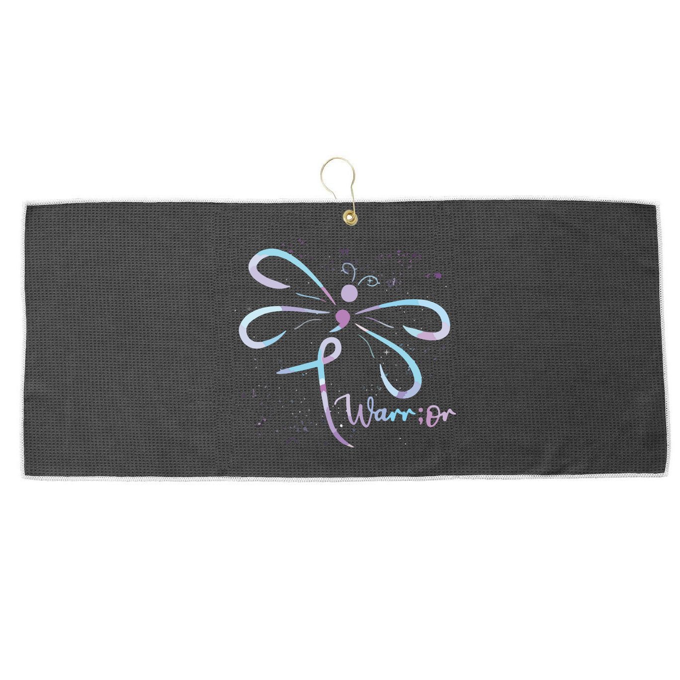 Dragonfly Warrior Semicolon Suicide Prevention Awareness Large Microfiber Waffle Golf Towel