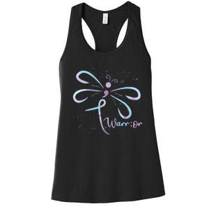 Dragonfly Warrior Semicolon Suicide Prevention Awareness Women's Racerback Tank