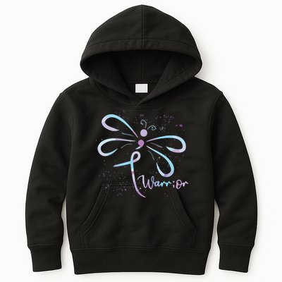 Dragonfly Warrior Semicolon Suicide Prevention Awareness Kids Hoodie