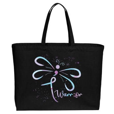 Dragonfly Warrior Semicolon Suicide Prevention Awareness Cotton Canvas Jumbo Tote