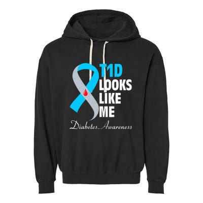 Diabetes Warrior T1D Looks Like Me Support Garment-Dyed Fleece Hoodie