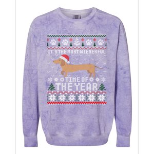 Dachshund Wienerful Time Of The Year Christmas Ugly Meaningful Gift Colorblast Crewneck Sweatshirt