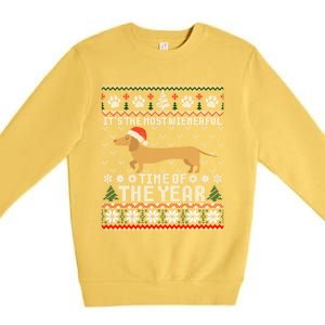 Dachshund Wienerful Time Of The Year Christmas Ugly Meaningful Gift Premium Crewneck Sweatshirt