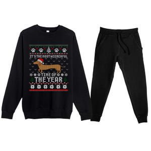 Dachshund Wienerful Time Of The Year Christmas Ugly Meaningful Gift Premium Crewneck Sweatsuit Set