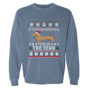 Dachshund Wienerful Time Of The Year Christmas Ugly Meaningful Gift Garment-Dyed Sweatshirt