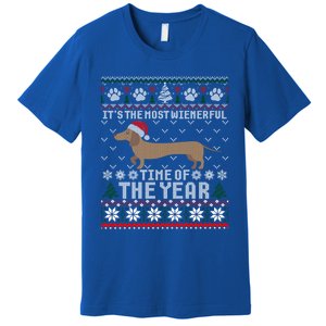 Dachshund Wienerful Time Of The Year Christmas Ugly Meaningful Gift Premium T-Shirt