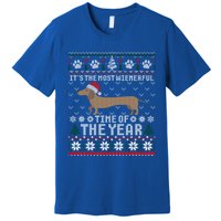 Dachshund Wienerful Time Of The Year Christmas Ugly Meaningful Gift Premium T-Shirt