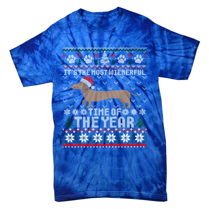 Dachshund Wienerful Time Of The Year Christmas Ugly Meaningful Gift Tie-Dye T-Shirt