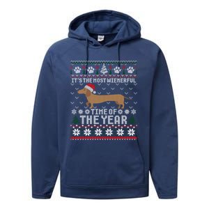 Dachshund Wienerful Time Of The Year Christmas Ugly Meaningful Gift Performance Fleece Hoodie