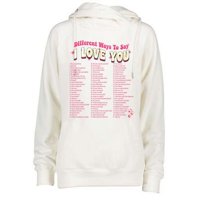 Different Ways To Saygifti Love You Retro Hippie Valentine Funny Gift Womens Funnel Neck Pullover Hood