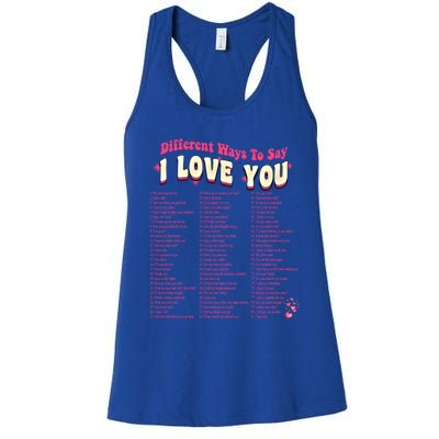 Different Ways To Saygifti Love You Retro Hippie Valentine Funny Gift Women's Racerback Tank