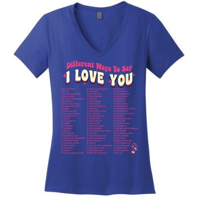 Different Ways To Saygifti Love You Retro Hippie Valentine Funny Gift Women's V-Neck T-Shirt