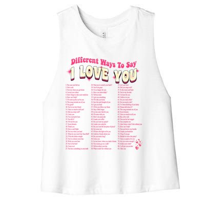 Different Ways To Saygifti Love You Retro Hippie Valentine Funny Gift Women's Racerback Cropped Tank