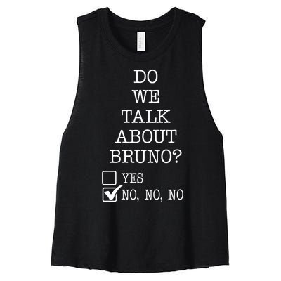 Do We Talk About Bruno Funny Women's Racerback Cropped Tank