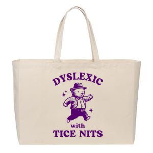 Dyslexic With Tice Nits Funny Dyslexia Cotton Canvas Jumbo Tote