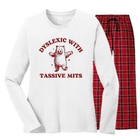 Dyslexic With Tassive Mits Bear Women's Long Sleeve Flannel Pajama Set 