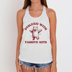 Dyslexic With Tassive Mits Bear Women's Knotted Racerback Tank