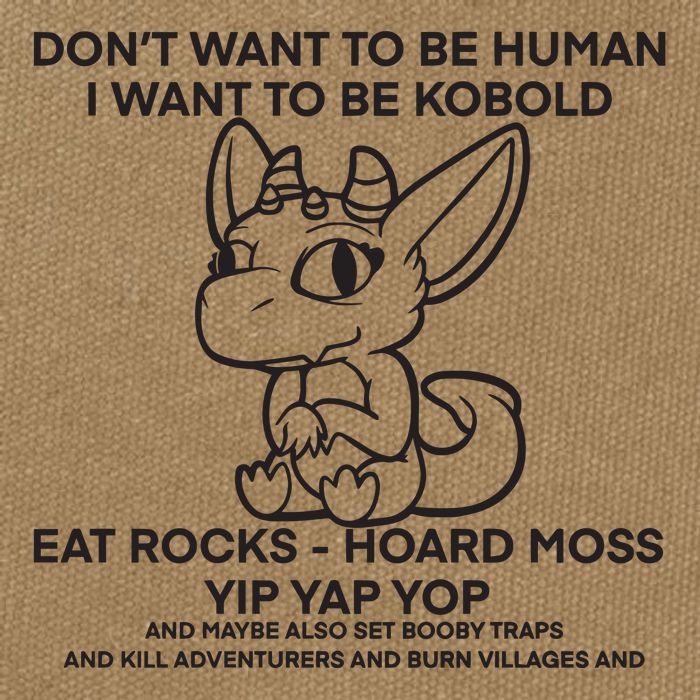 DonT Want To Be Human I Want To Be Kobold Eat Rocks Hoard Moss Yip Yap Yop Cotton Canvas Backpack