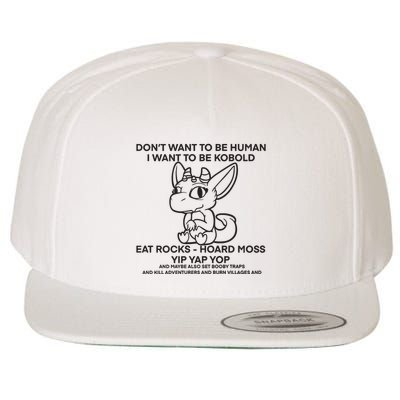 DonT Want To Be Human I Want To Be Kobold Eat Rocks Hoard Moss Yip Yap Yop Wool Snapback Cap
