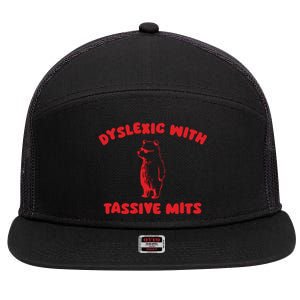 Dyslexic With Tassive Mits Retro Cartoon 7 Panel Mesh Trucker Snapback Hat