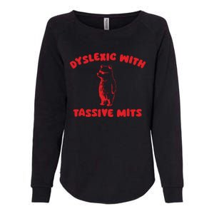 Dyslexic With Tassive Mits Retro Cartoon Womens California Wash Sweatshirt