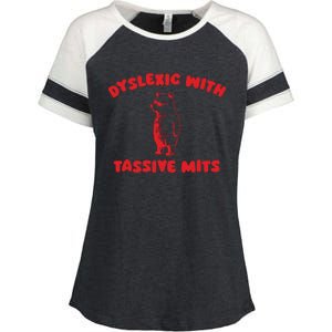 Dyslexic With Tassive Mits Retro Cartoon Enza Ladies Jersey Colorblock Tee