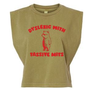 Dyslexic With Tassive Mits Retro Cartoon Garment-Dyed Women's Muscle Tee