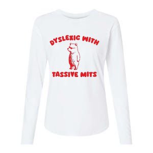 Dyslexic With Tassive Mits Retro Cartoon Womens Cotton Relaxed Long Sleeve T-Shirt