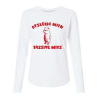 Dyslexic With Tassive Mits Retro Cartoon Womens Cotton Relaxed Long Sleeve T-Shirt