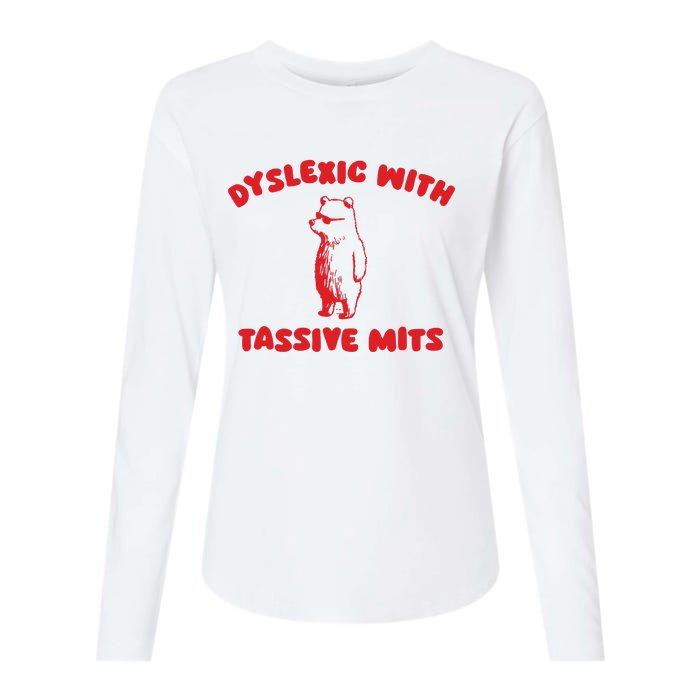 Dyslexic With Tassive Mits Retro Cartoon Womens Cotton Relaxed Long Sleeve T-Shirt