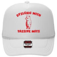 Dyslexic With Tassive Mits Retro Cartoon High Crown Mesh Back Trucker Hat