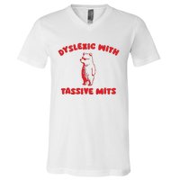 Dyslexic With Tassive Mits Retro Cartoon V-Neck T-Shirt