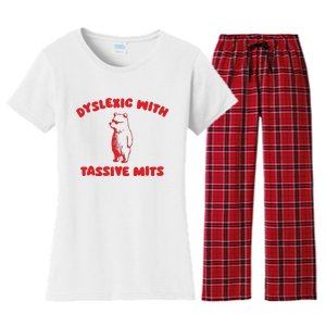 Dyslexic With Tassive Mits Retro Cartoon Women's Flannel Pajama Set