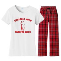 Dyslexic With Tassive Mits Retro Cartoon Women's Flannel Pajama Set