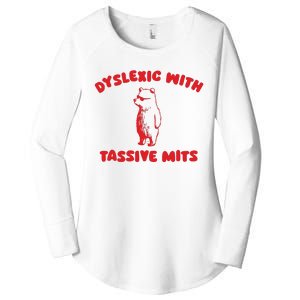 Dyslexic With Tassive Mits Retro Cartoon Women's Perfect Tri Tunic Long Sleeve Shirt