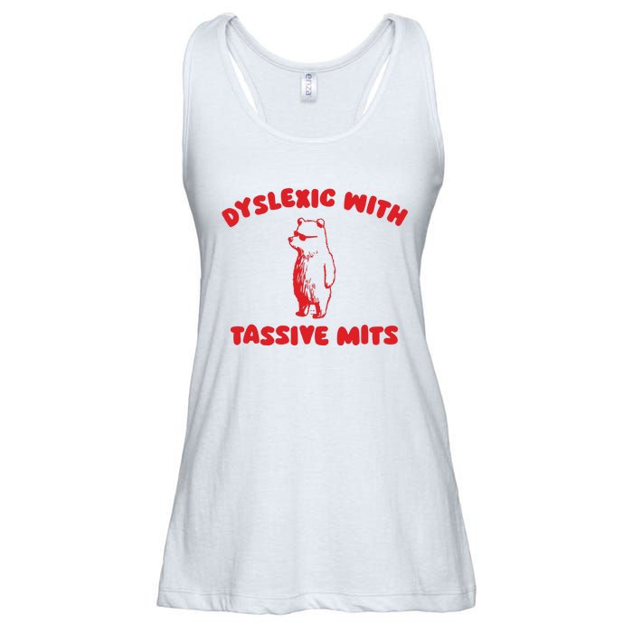 Dyslexic With Tassive Mits Retro Cartoon Ladies Essential Flowy Tank