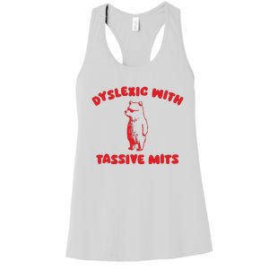 Dyslexic With Tassive Mits Retro Cartoon Women's Racerback Tank