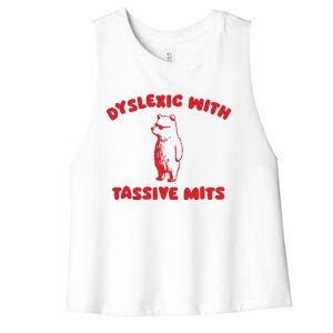 Dyslexic With Tassive Mits Retro Cartoon Women's Racerback Cropped Tank