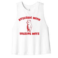 Dyslexic With Tassive Mits Retro Cartoon Women's Racerback Cropped Tank