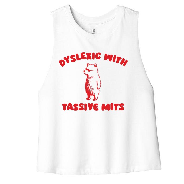 Dyslexic With Tassive Mits Retro Cartoon Women's Racerback Cropped Tank