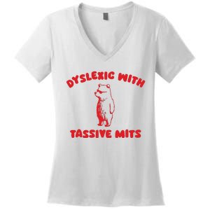 Dyslexic With Tassive Mits Retro Cartoon Women's V-Neck T-Shirt