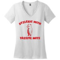 Dyslexic With Tassive Mits Retro Cartoon Women's V-Neck T-Shirt