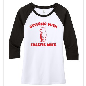 Dyslexic With Tassive Mits Retro Cartoon Women's Tri-Blend 3/4-Sleeve Raglan Shirt