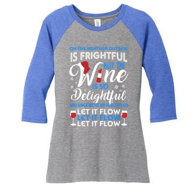 Delightful Wine Ugly Christmas Sweater For Or Gift Women's Tri-Blend 3/4-Sleeve Raglan Shirt