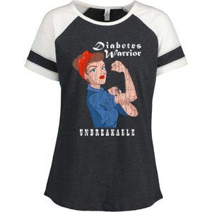 Diabetes Warrior Unbreakable Funny Diabetic Graphic Gift Enza Ladies Jersey Colorblock Tee