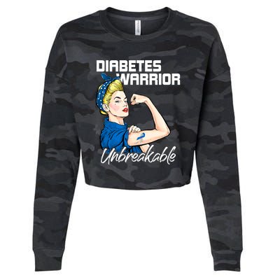 Diabetes Warrior Unbreakable Diabetes Awareness Cropped Pullover Crew